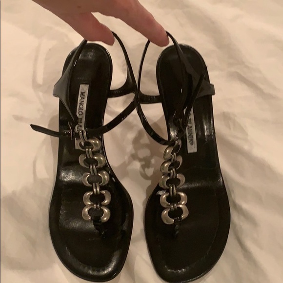 Manolo Blahnik black heeled sandals. Size 7.5. - Picture 2 of 4